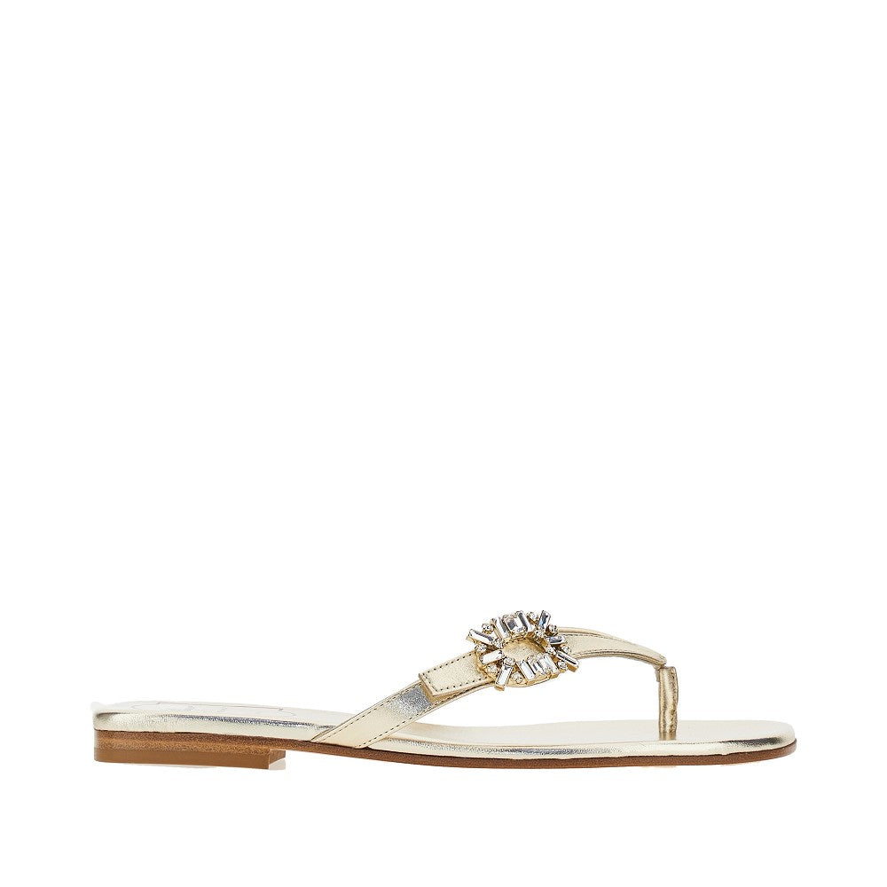Roger Vivier Women Metallized Nappa Leather Thong Slides ROGER VIVIER