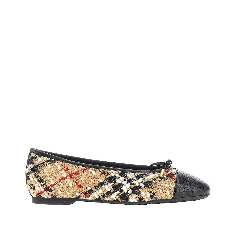 Burberry Women Check Bouclé And Leather Highgate Ballerinas BURBERRY