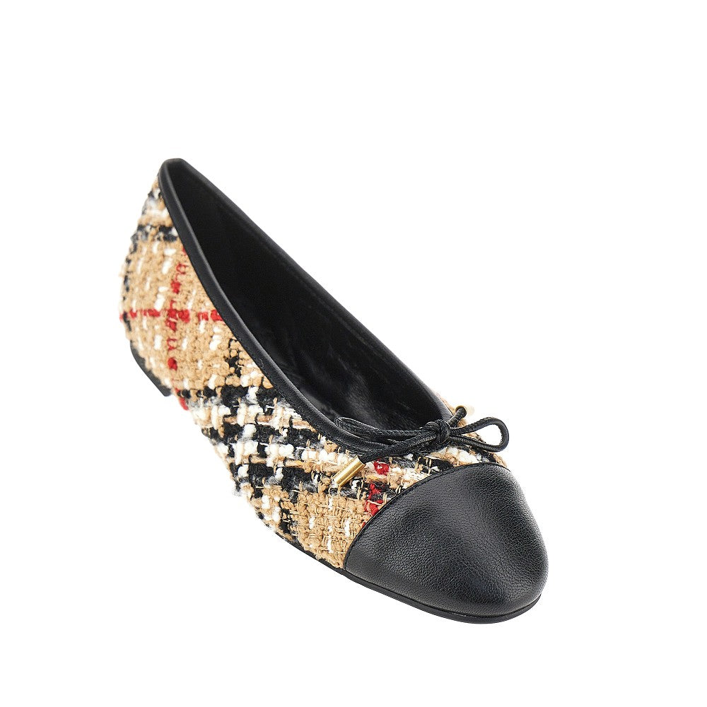 Burberry Women Check Bouclé And Leather Highgate Ballerinas BURBERRY
