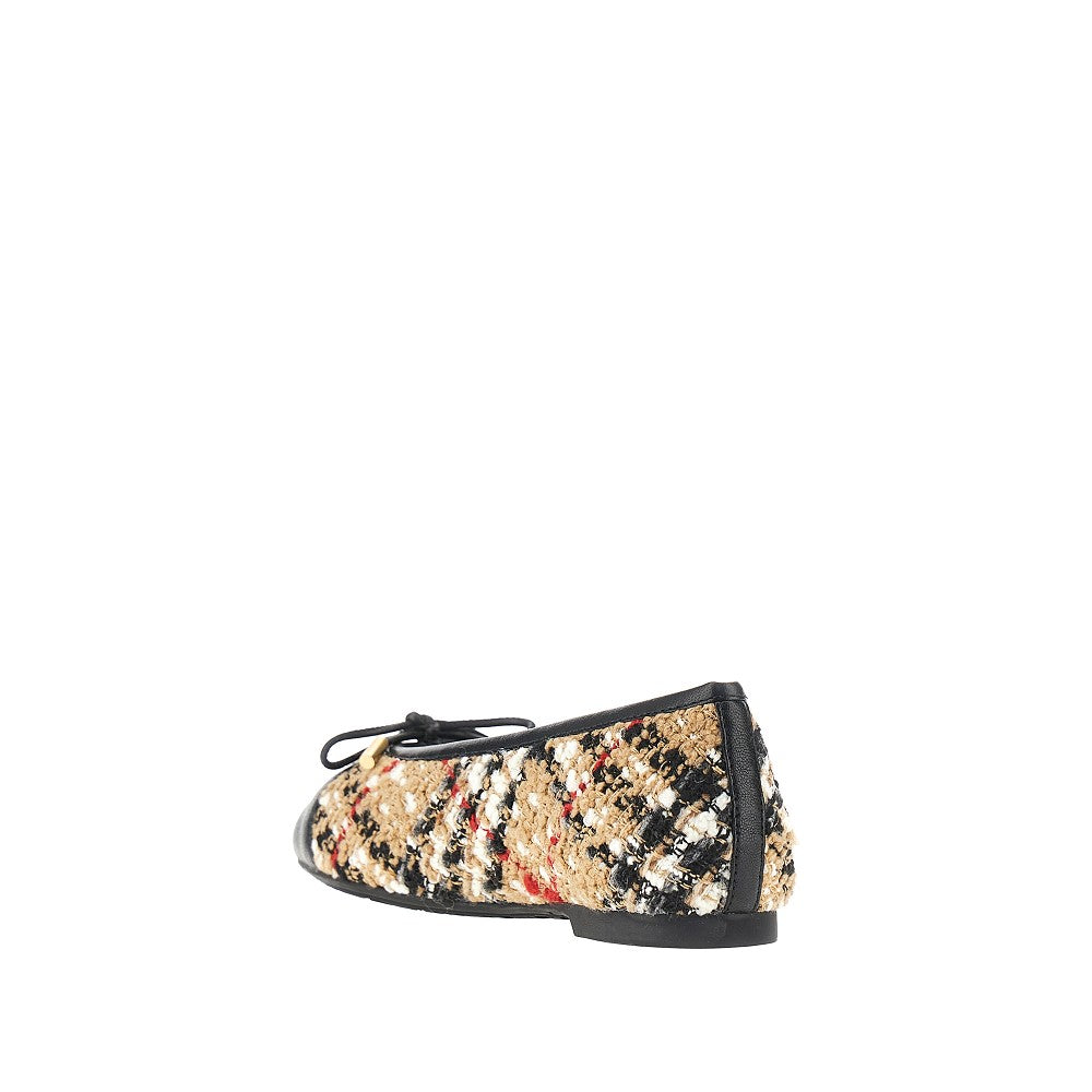 Burberry Women Check Bouclé And Leather Highgate Ballerinas BURBERRY