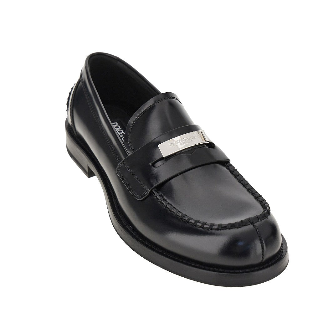 Dolce&Gabbana Men Logo Plate Leather Loafers DOLCE & GABBANA