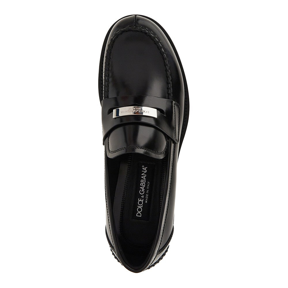 Dolce&Gabbana Men Logo Plate Leather Loafers DOLCE & GABBANA
