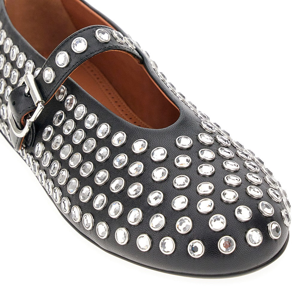 Alaia Women Strass-Embellished Leather Ballerinas ALAIA