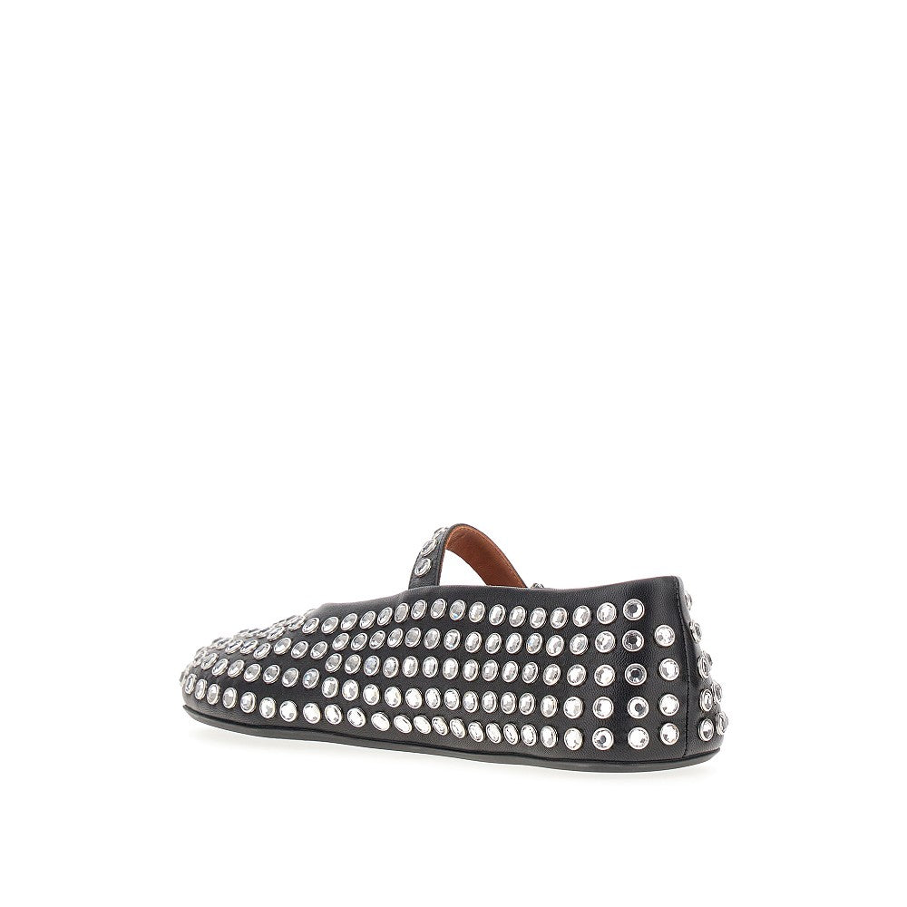 Alaia Women Strass-Embellished Leather Ballerinas ALAIA