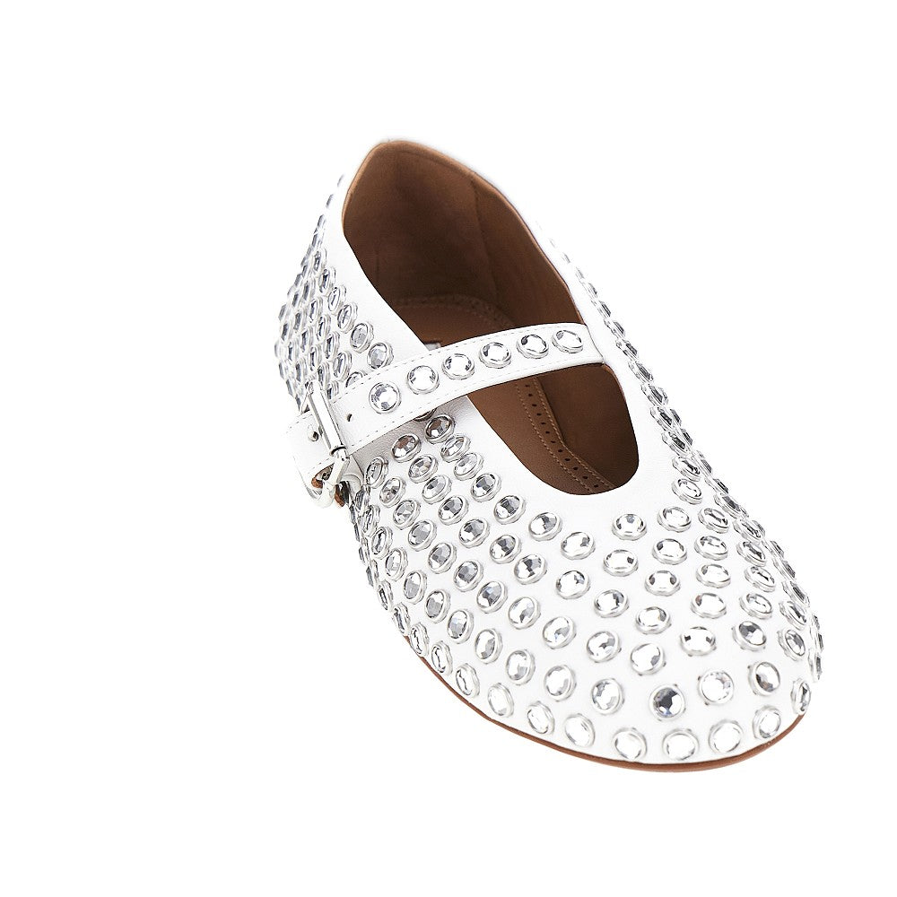 Alaia Women Strass-Embellished Leather Ballerinas ALAIA