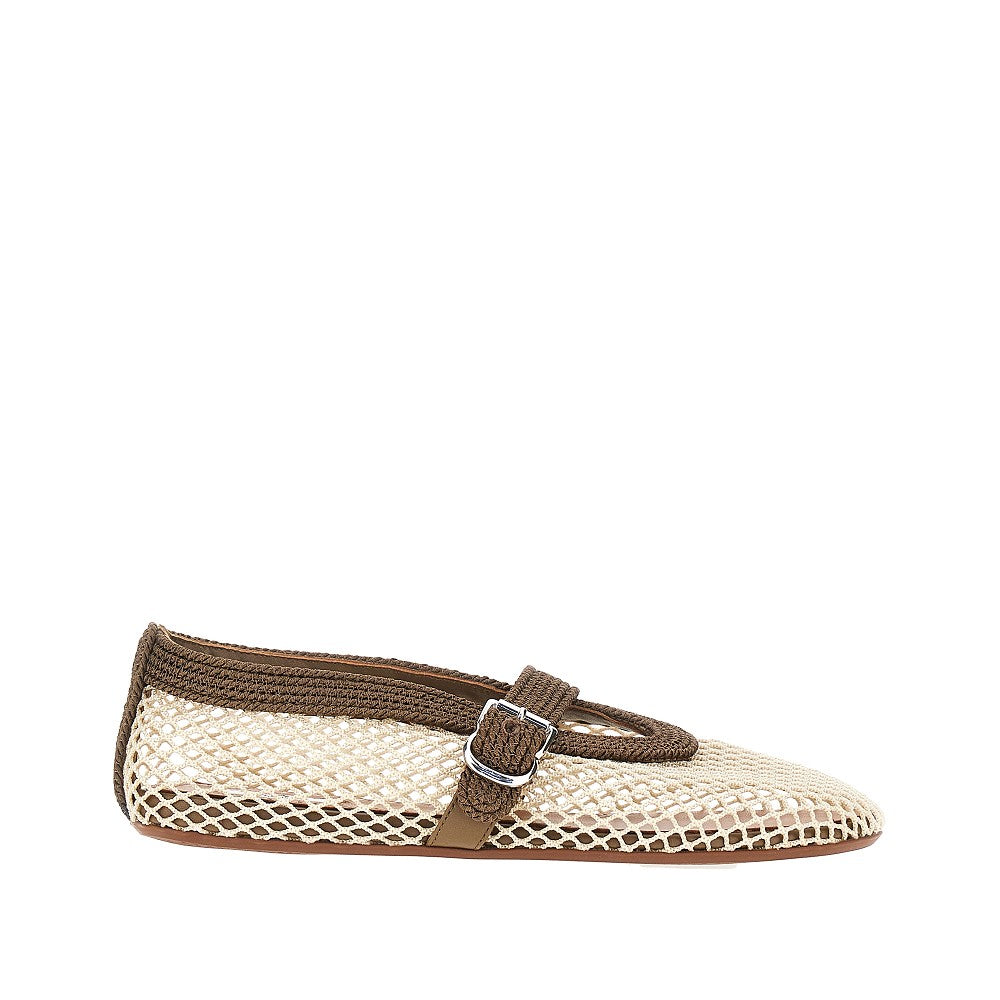 Alaia Women Satin Cord And Net Ballet Flats ALAIA