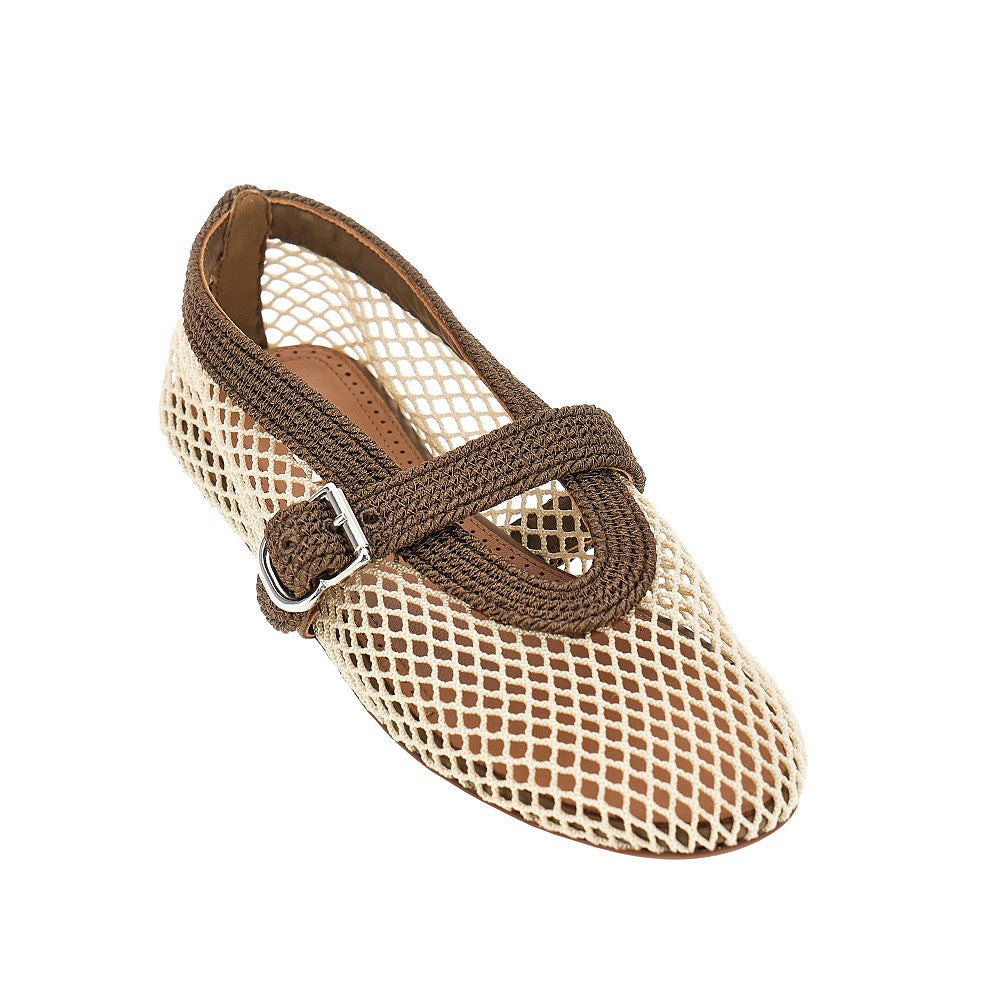 Alaia Women Satin Cord And Net Ballet Flats ALAIA