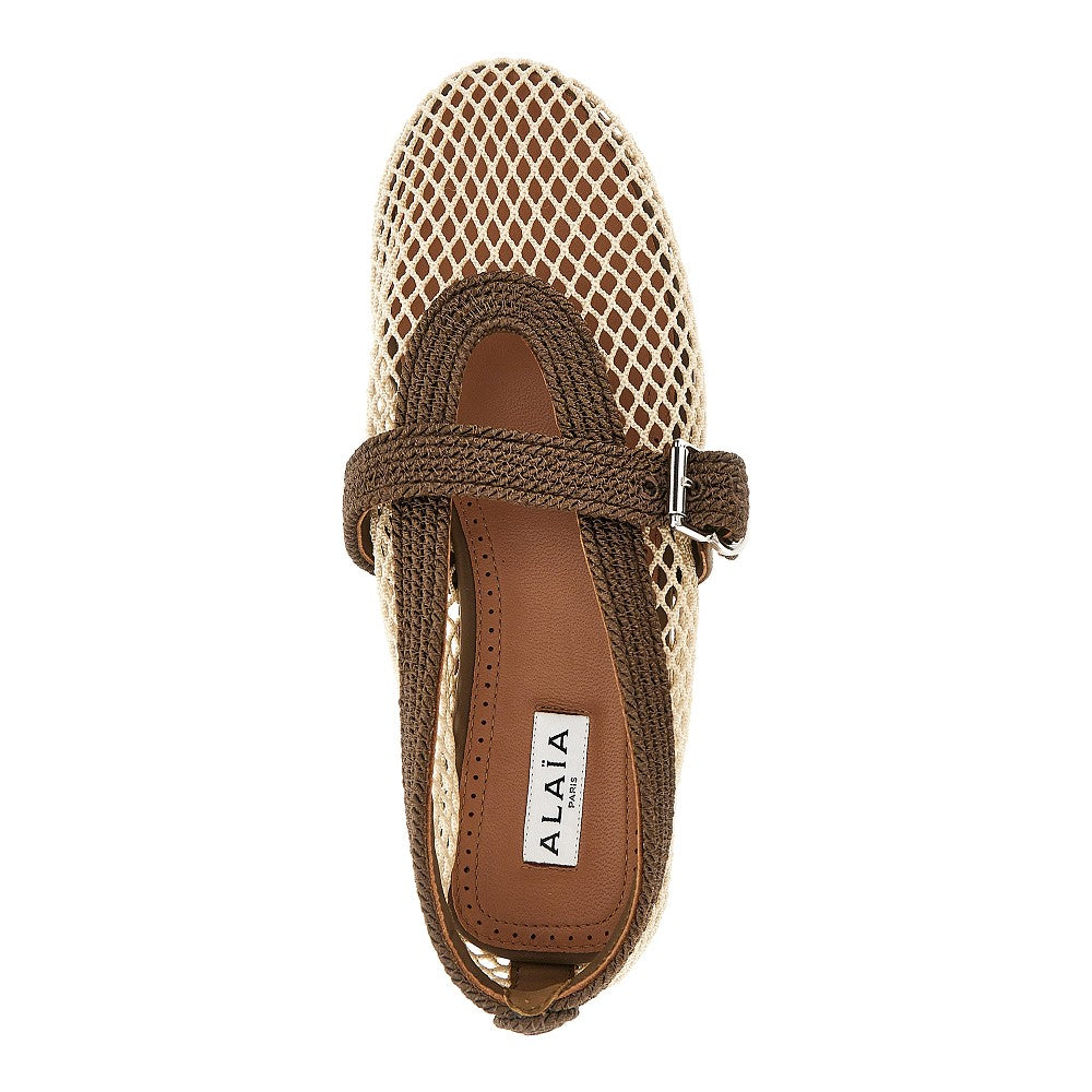 Alaia Women Satin Cord And Net Ballet Flats ALAIA