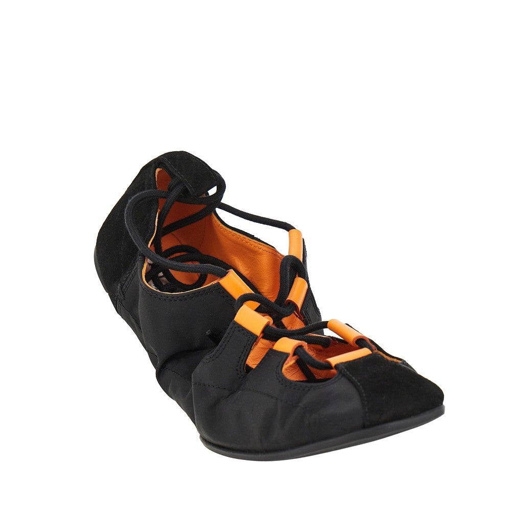 Alaia Women Nylon And Suede Leather Laced Ballerinas ALAIA