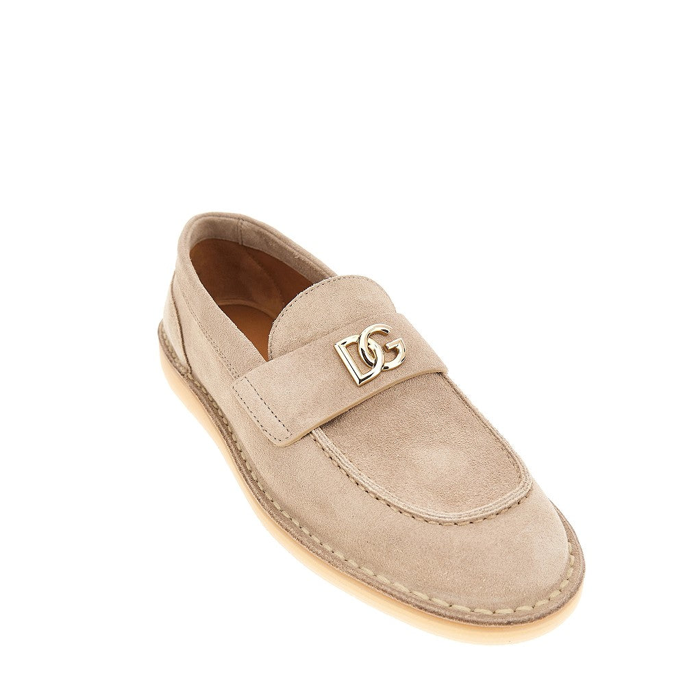 Dolce&Gabbana Women Suede Leather Loafers With Dg Logo DOLCE & GABBANA