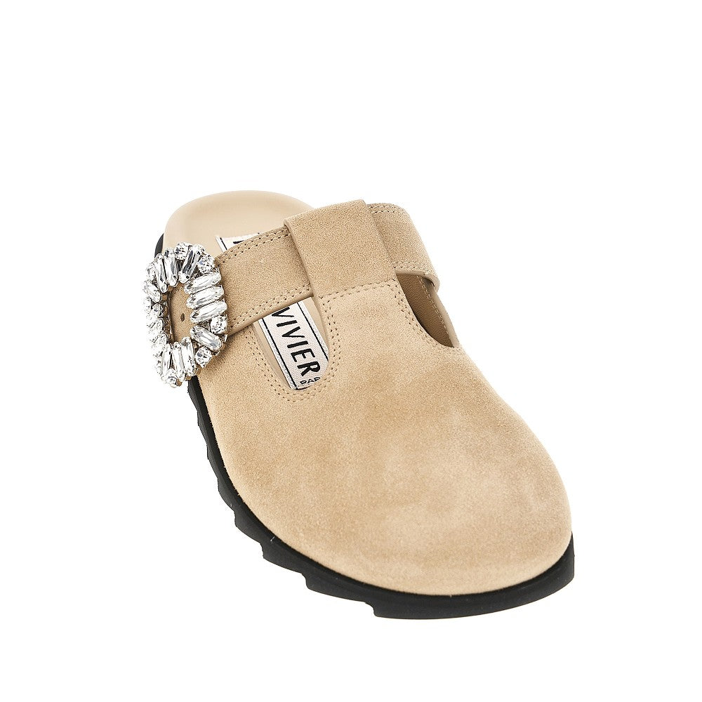 Roger Vivier Women 'Slidy Viv'' Suede Leather Mules ROGER VIVIER