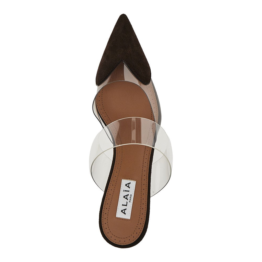 Alaia Women Suede Leather 'Le Coeur' Wedge Mules ALAIA
