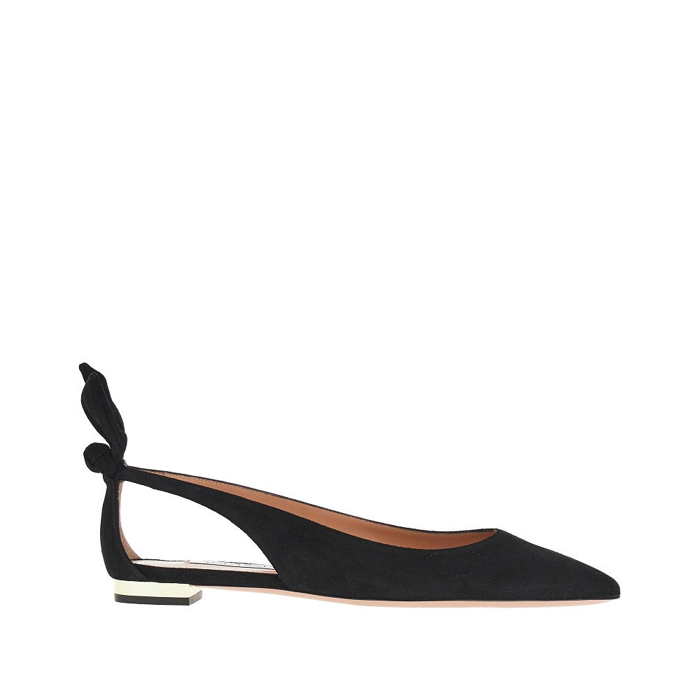 Aquazzura Women 'Bow Tie' Suede Leather Ballet Flats AQUAZZURA