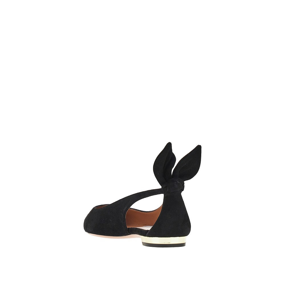 Aquazzura Women 'Bow Tie' Suede Leather Ballet Flats AQUAZZURA