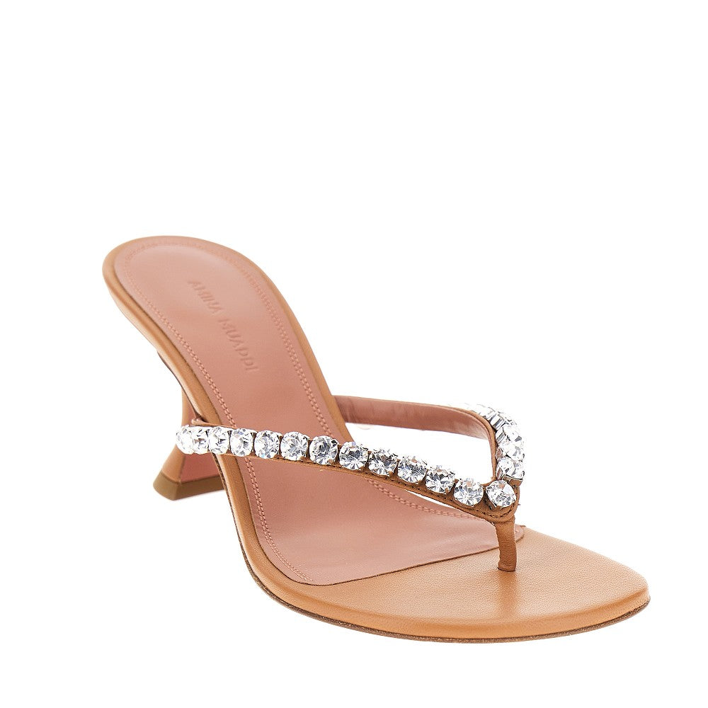 Amina Muaddi Women 'Gigi' Nappa Leather Heeled Thongs AMINA MUADDI