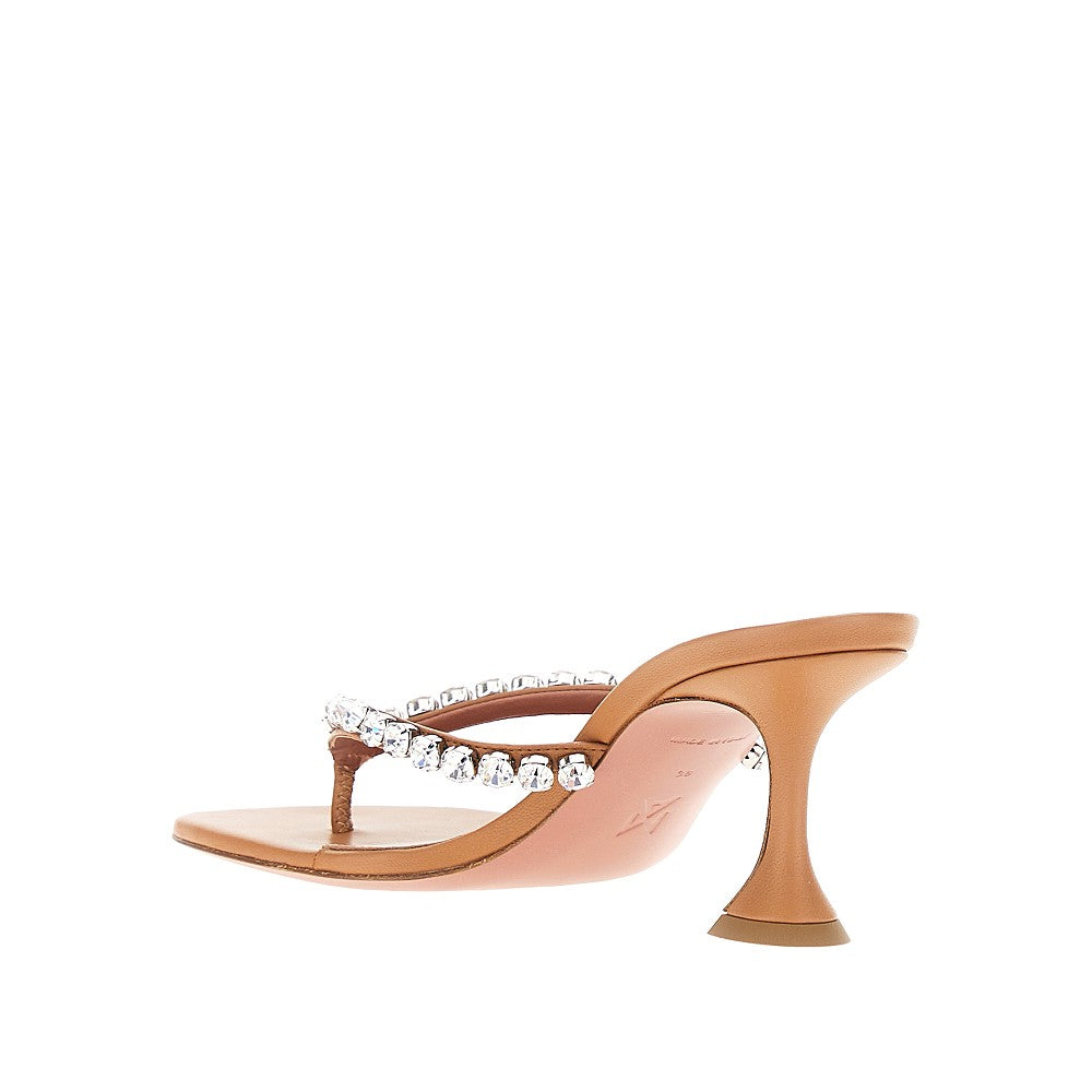 Amina Muaddi Women 'Gigi' Nappa Leather Heeled Thongs AMINA MUADDI