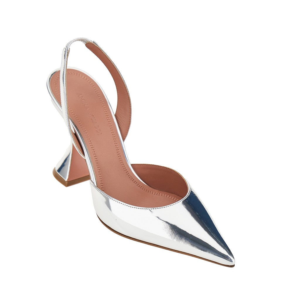 Amina Muaddi Women 'Holli' Metallized Leather Slingback Pumps AMINA MUADDI