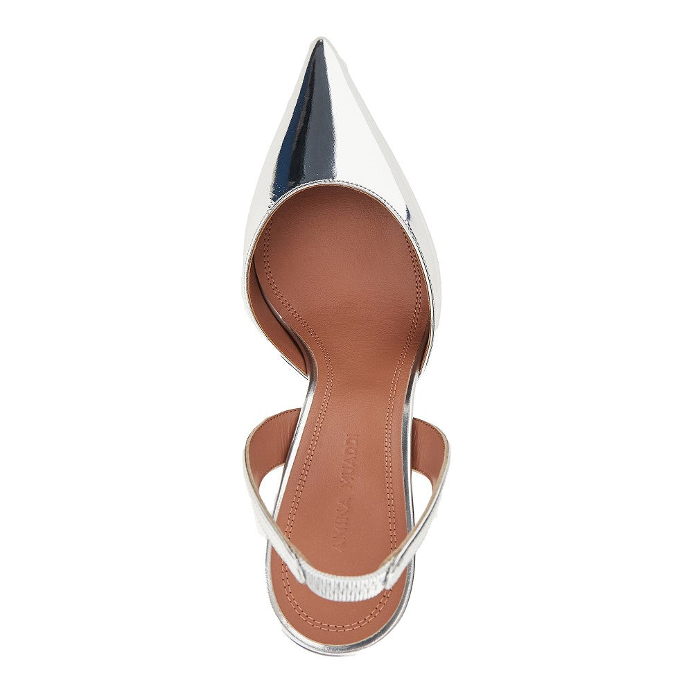 Amina Muaddi Women 'Holli' Metallized Leather Slingback Pumps AMINA MUADDI