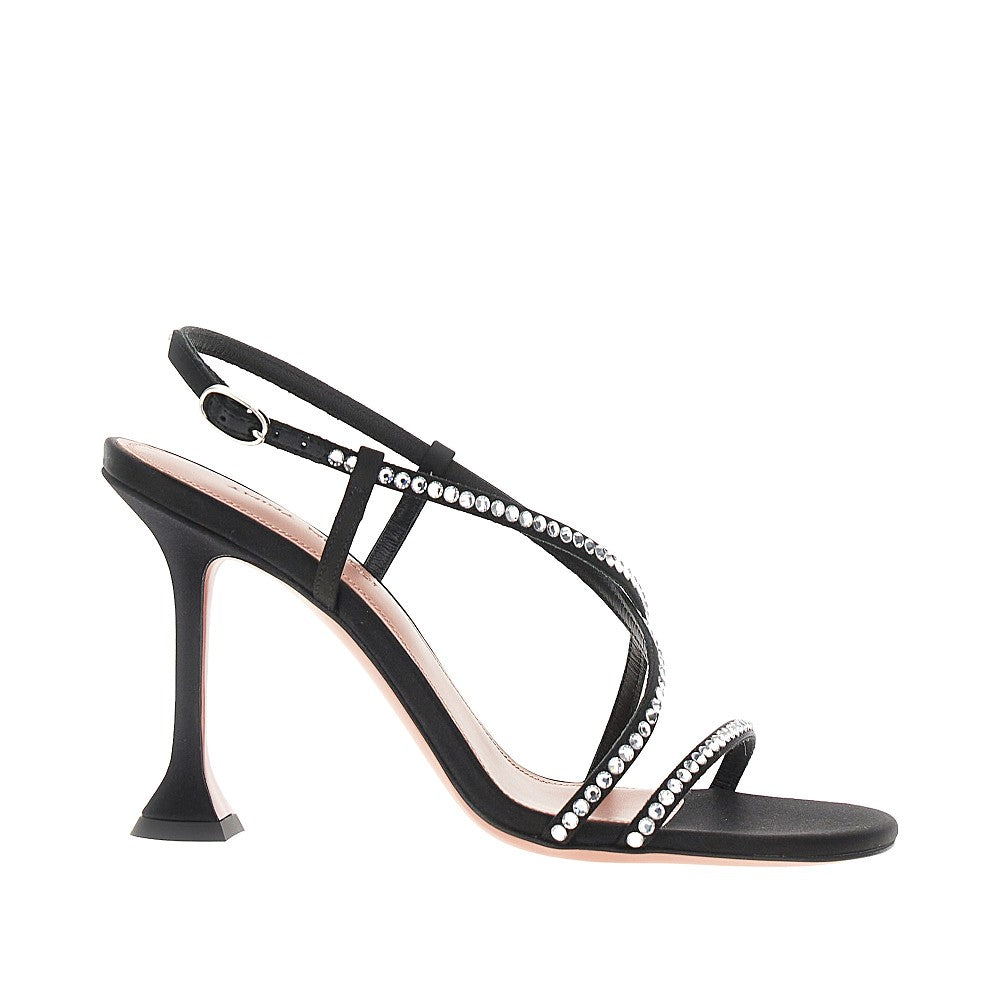 Amina Muaddi Women Satin 'Sally' Sandals With Crystals AMINA MUADDI