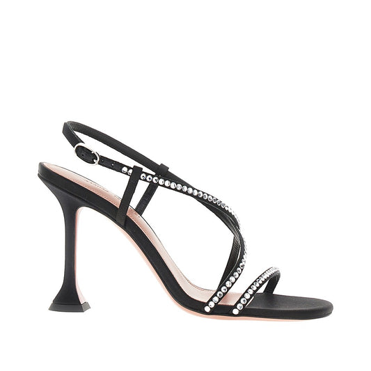Amina Muaddi Women Satin 'Sally' Sandals With Crystals AMINA MUADDI