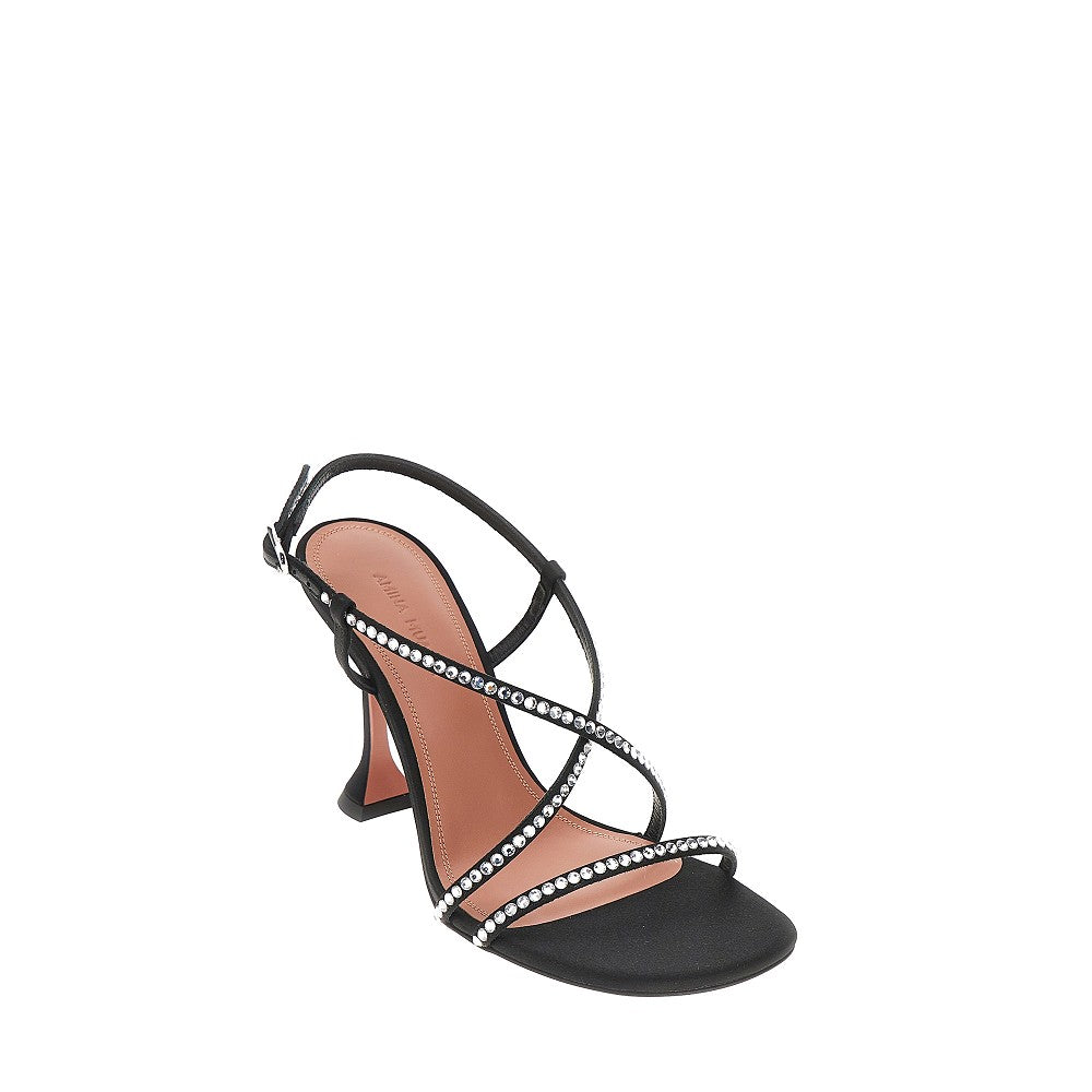 Amina Muaddi Women Satin 'Sally' Sandals With Crystals AMINA MUADDI
