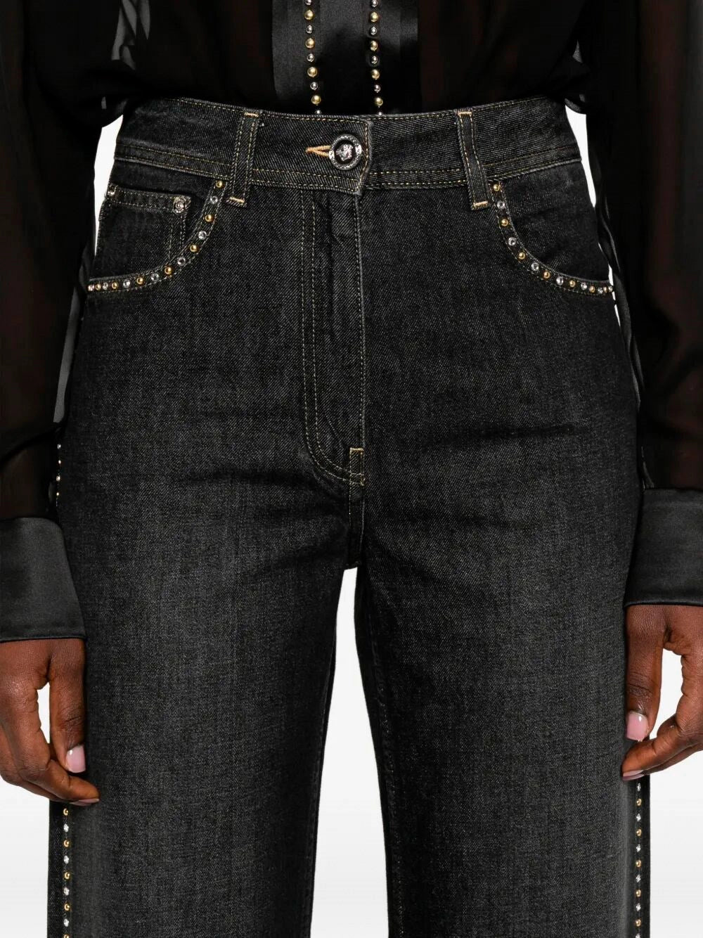 Versace Women Denim Pants With Studs VERSACE