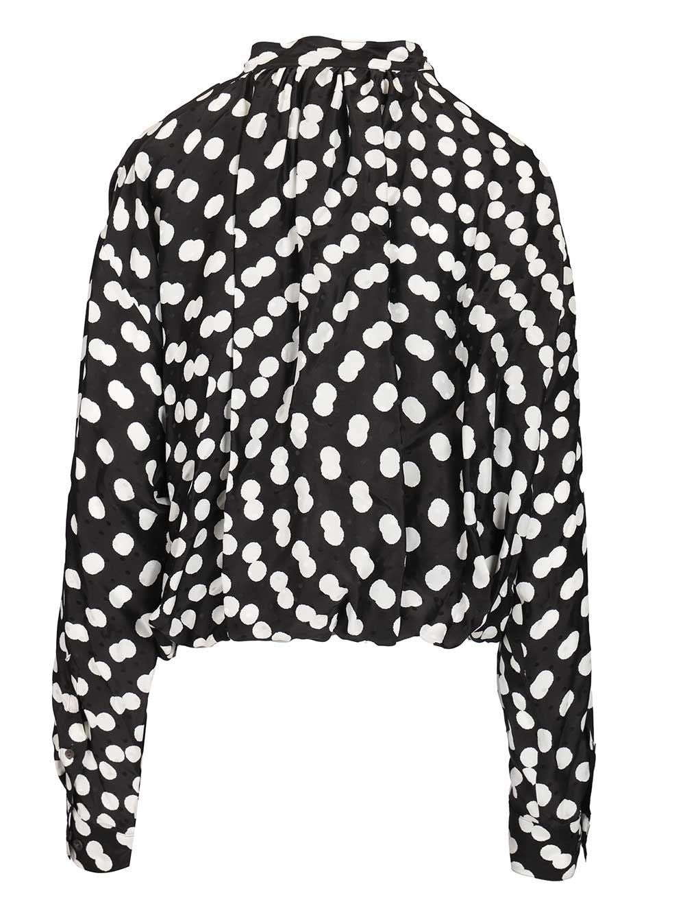 Dries Van Noten Women Polka Dot Jacquard Satin Draped Blouse DRIES VAN NOTEN
