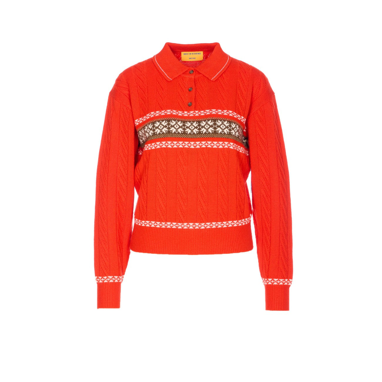 Guest In Residence Women Cable Collegiate Polo Sweater