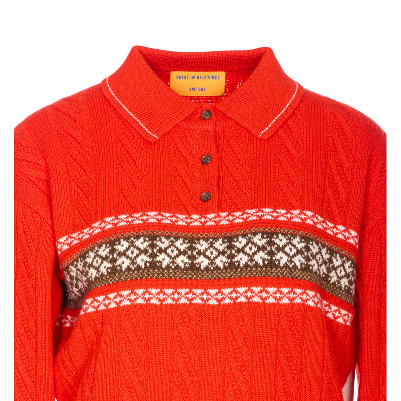 Guest In Residence Women Cable Collegiate Polo Sweater