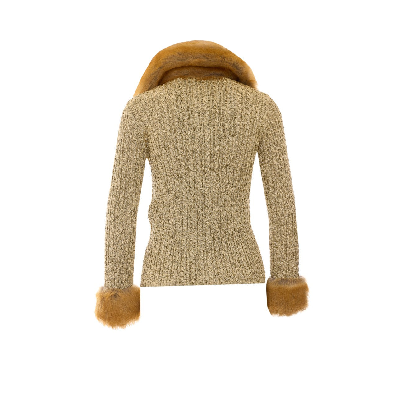 Saint Laurent Women Cable-Knit In Lurex And Shearling Cardigan SAINT LAURENT