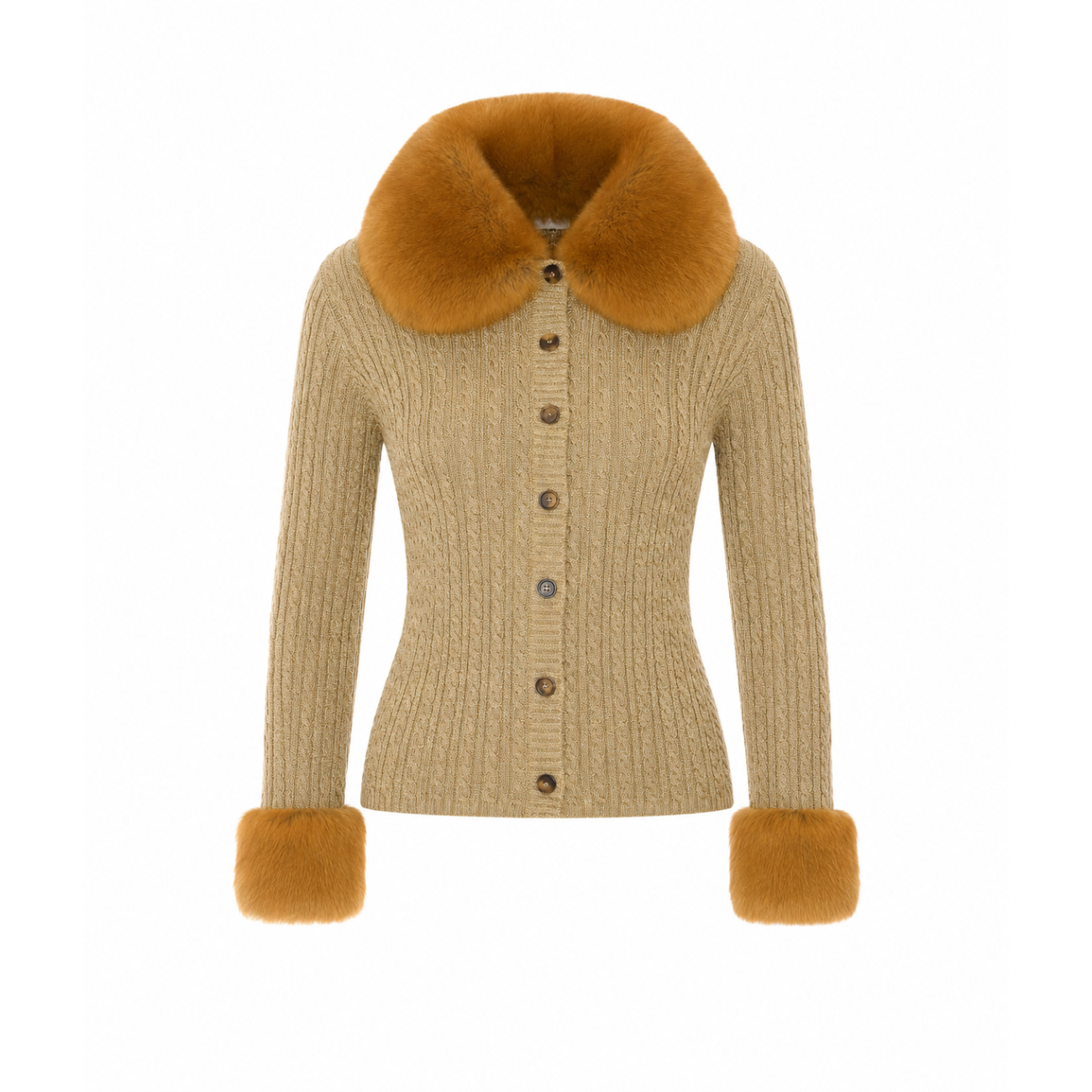 Saint Laurent Women Cable-Knit In Lurex And Shearling Cardigan SAINT LAURENT