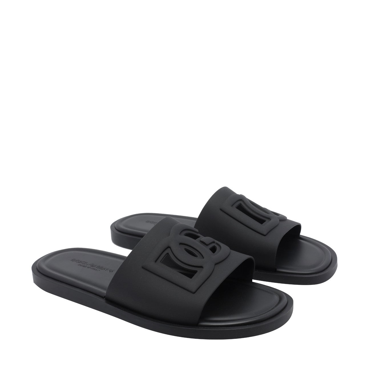 Dolce&Gabbana Men Calfskin Sliders With Dg Logo DOLCE & GABBANA