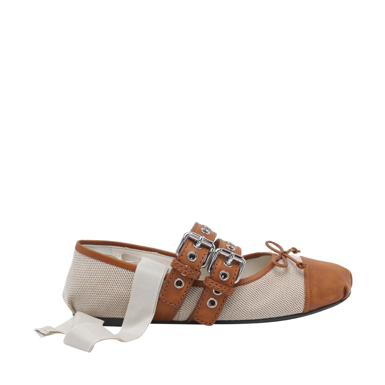 Miu Miu Women Canvas And Leather Ballets MIU MIU