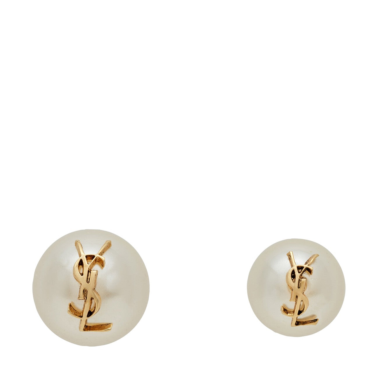 Saint Laurent Women Cassandre Asymmetric Pearl Earrings