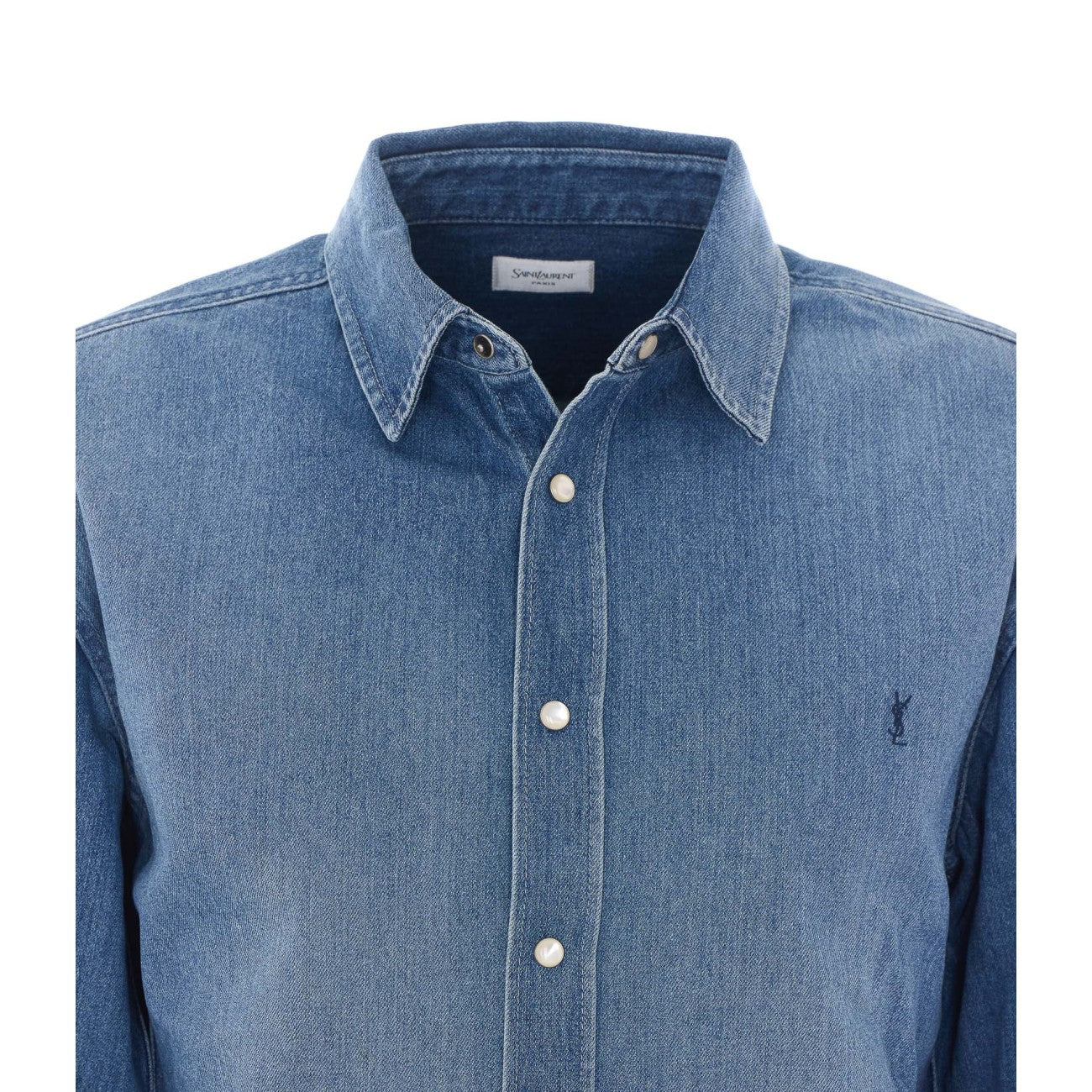 Saint Laurent Men Cassandre Denim Shirt SAINT LAURENT