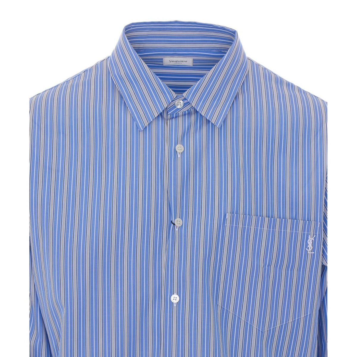 Saint Laurent Men Cassandre Striped Cotton Poplin Shirt SAINT LAURENT
