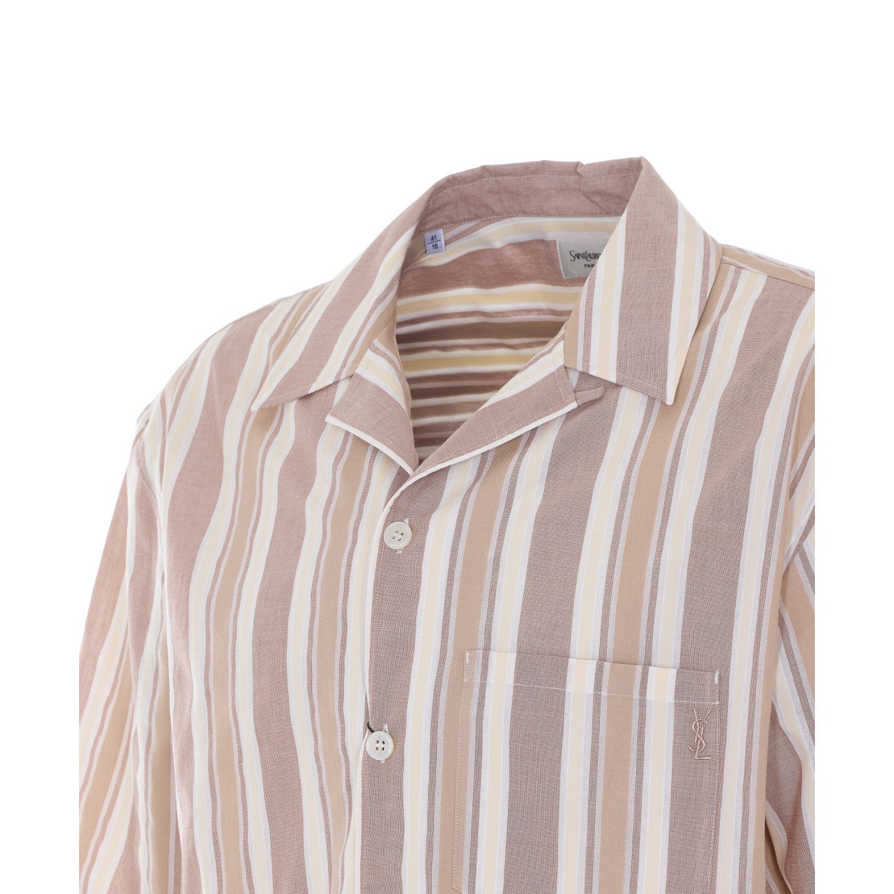 Saint Laurent Men Cassandre Striped Short Sleeves Shirt SAINT LAURENT