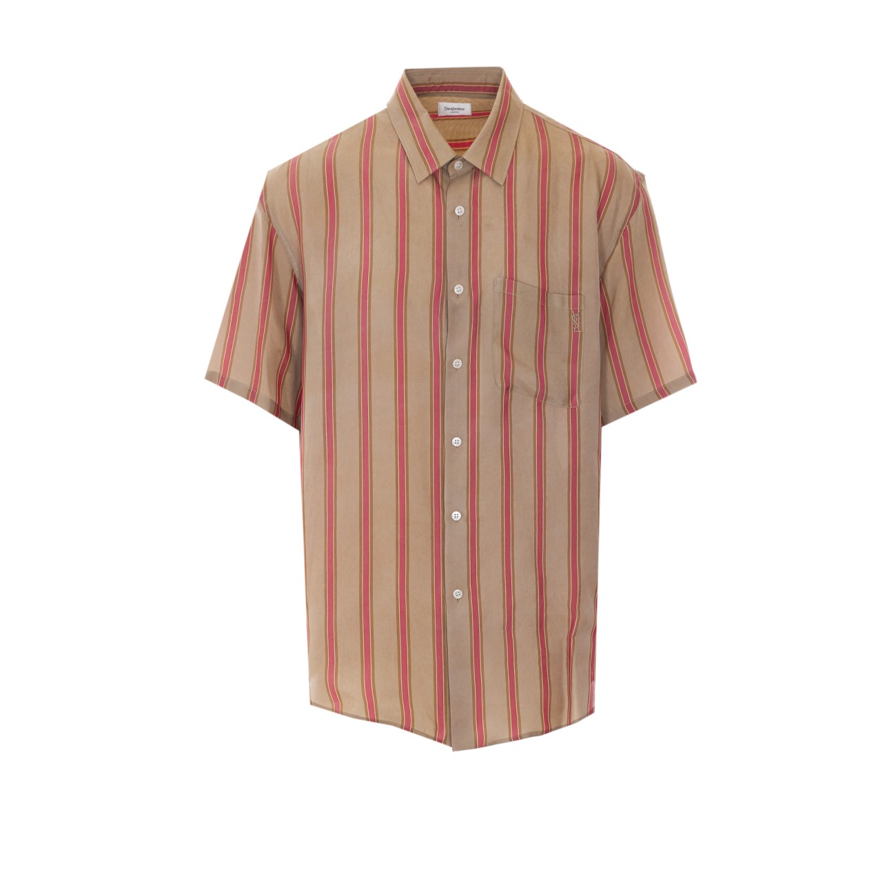Saint Laurent Men Cassandre Striped Short Sleeves Shirt SAINT LAURENT