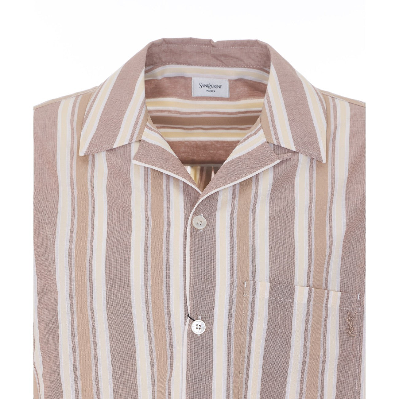 Saint Laurent Men Cassandre Striped Short Sleeves Shirt SAINT LAURENT