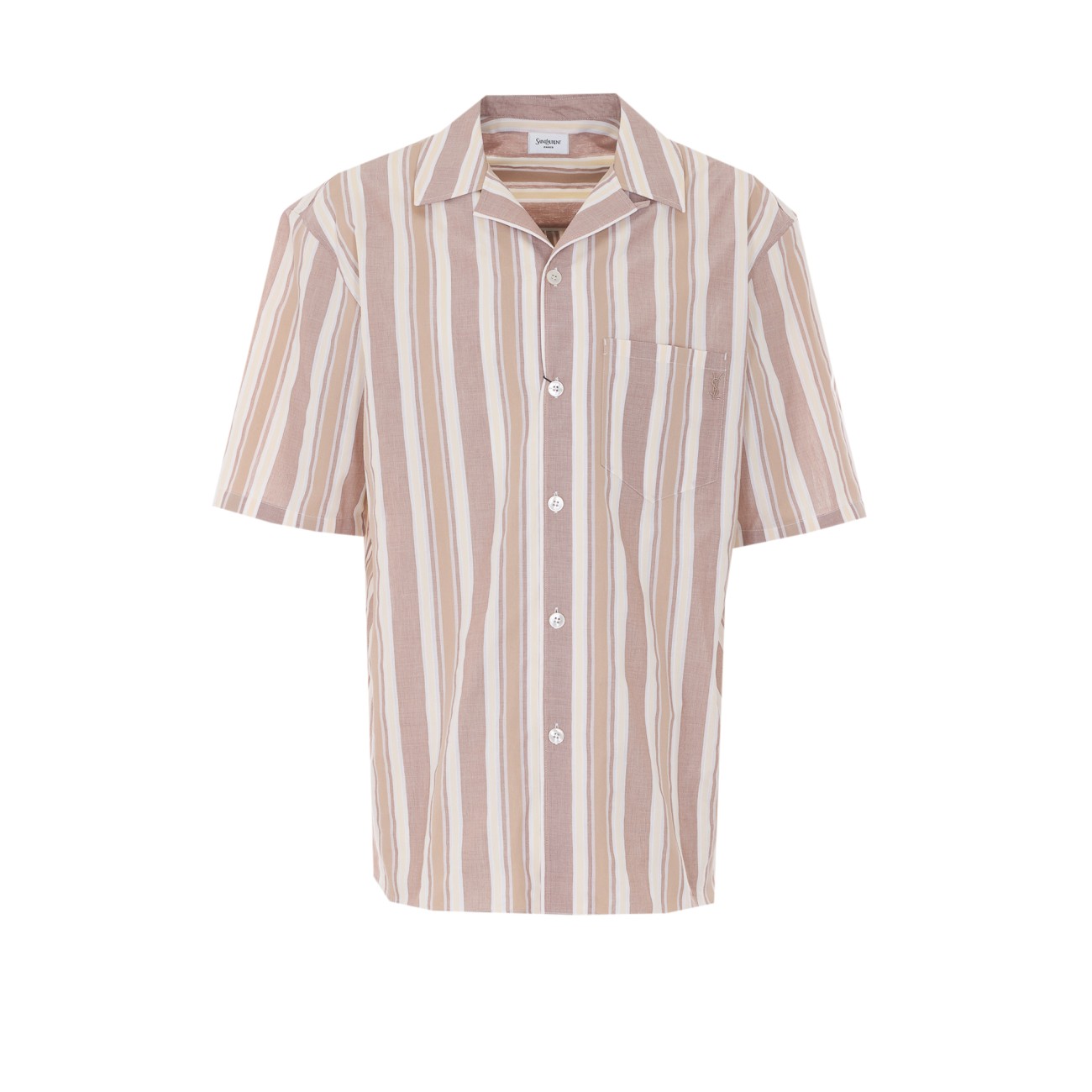 Saint Laurent Men Cassandre Striped Short Sleeves Shirt SAINT LAURENT