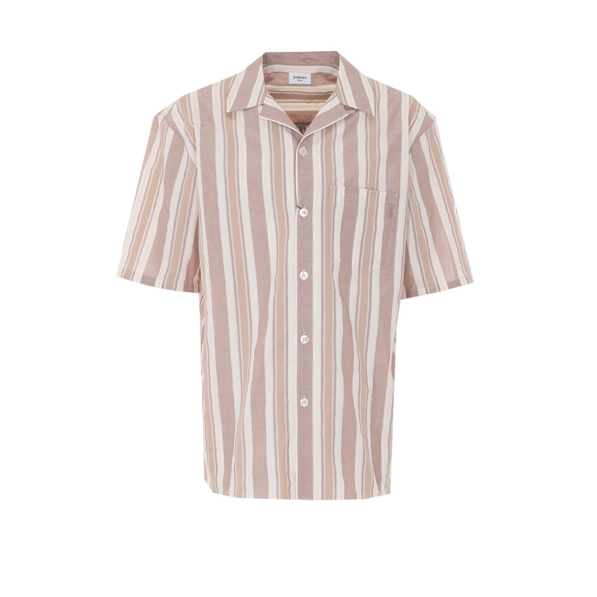 Saint Laurent Men Cassandre Striped Short Sleeves Shirt SAINT LAURENT