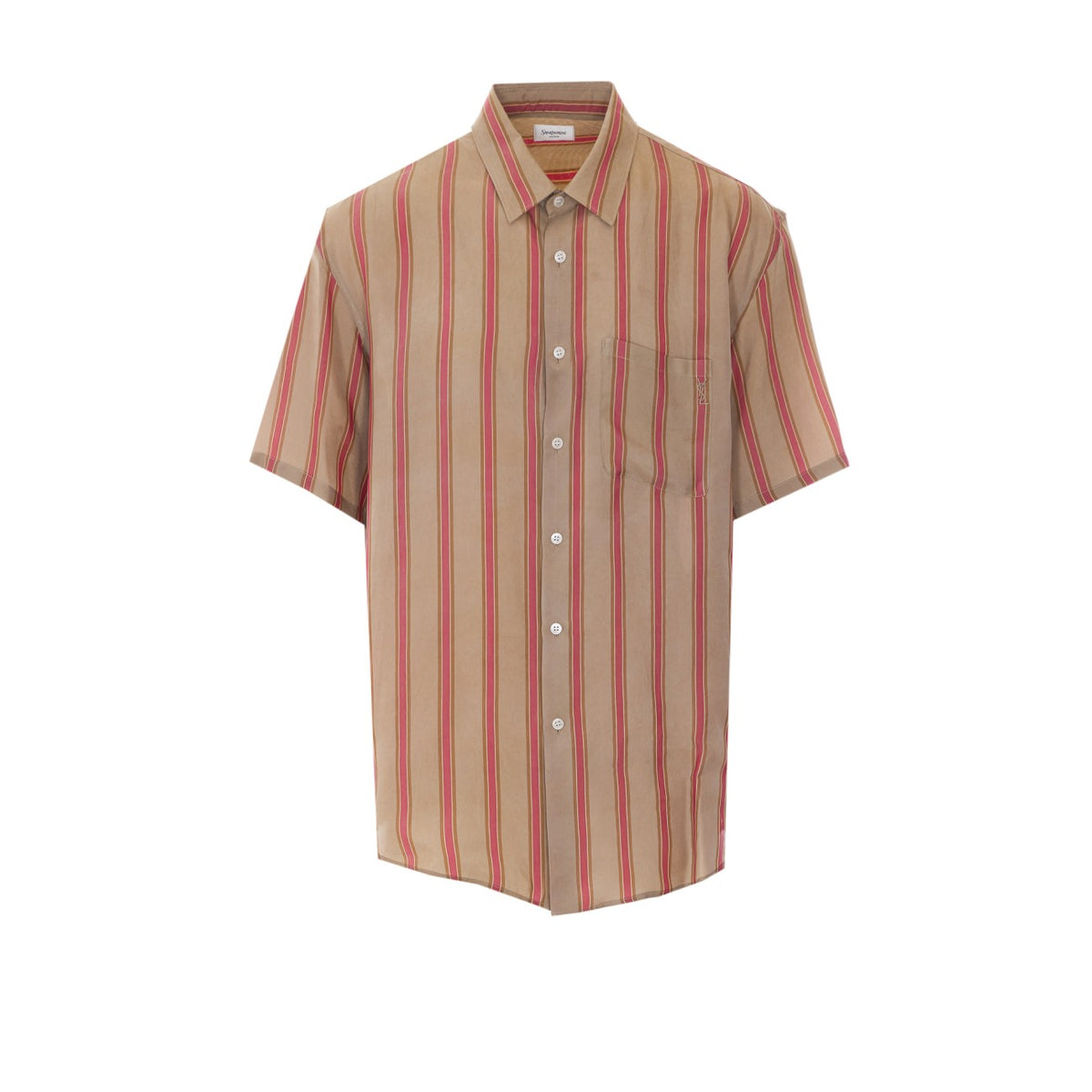 Saint Laurent Men Cassandre Striped Short Sleeves Shirt SAINT LAURENT