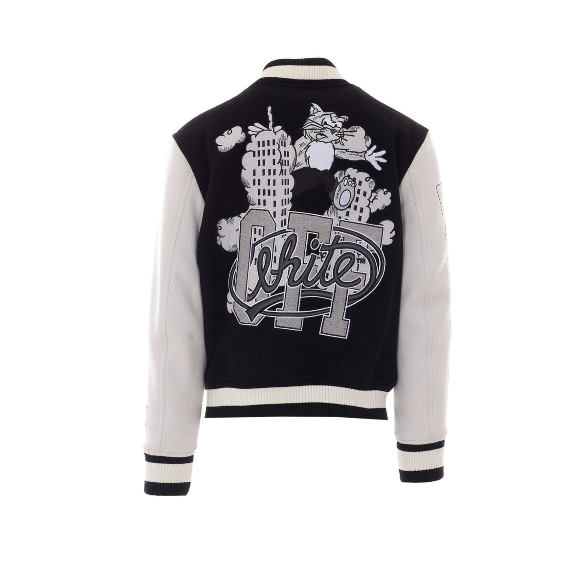 Off White Men Cat Off Wool Regular Varsity Jacket OFF-WHITE