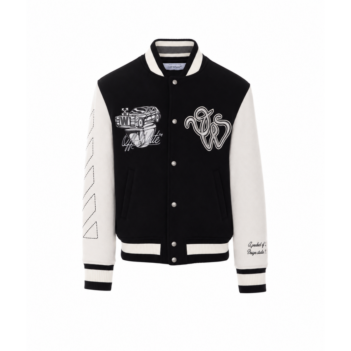 Off White Men Cat Off Wool Regular Varsity Jacket OFF-WHITE