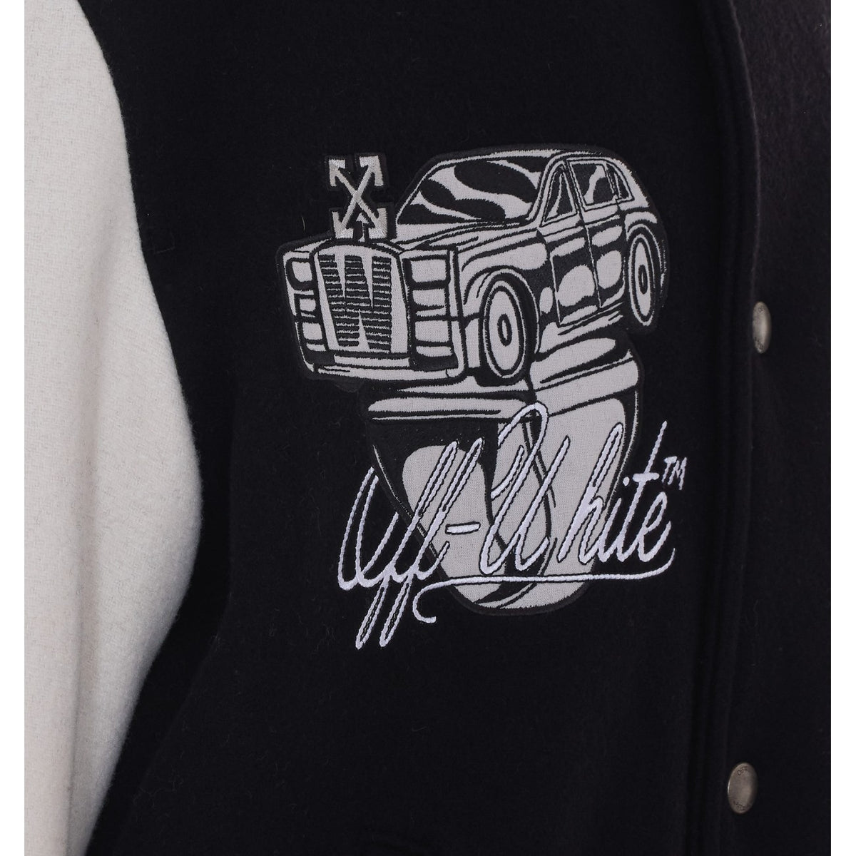 Off White Men Cat Off Wool Regular Varsity Jacket OFF-WHITE
