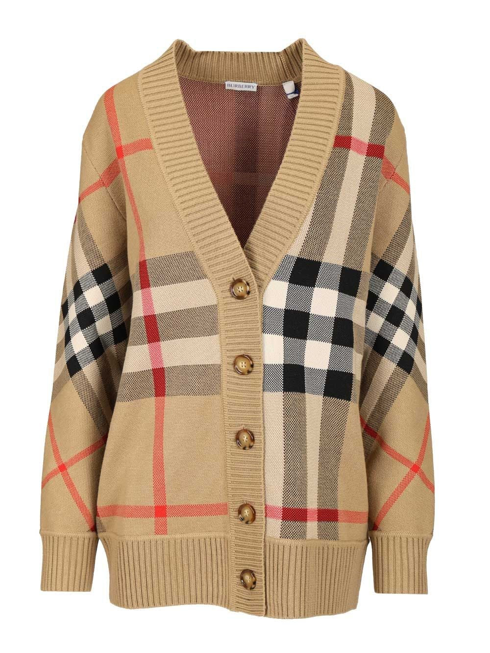 Burberry Women Check Wool Blend Cardigan BURBERRY