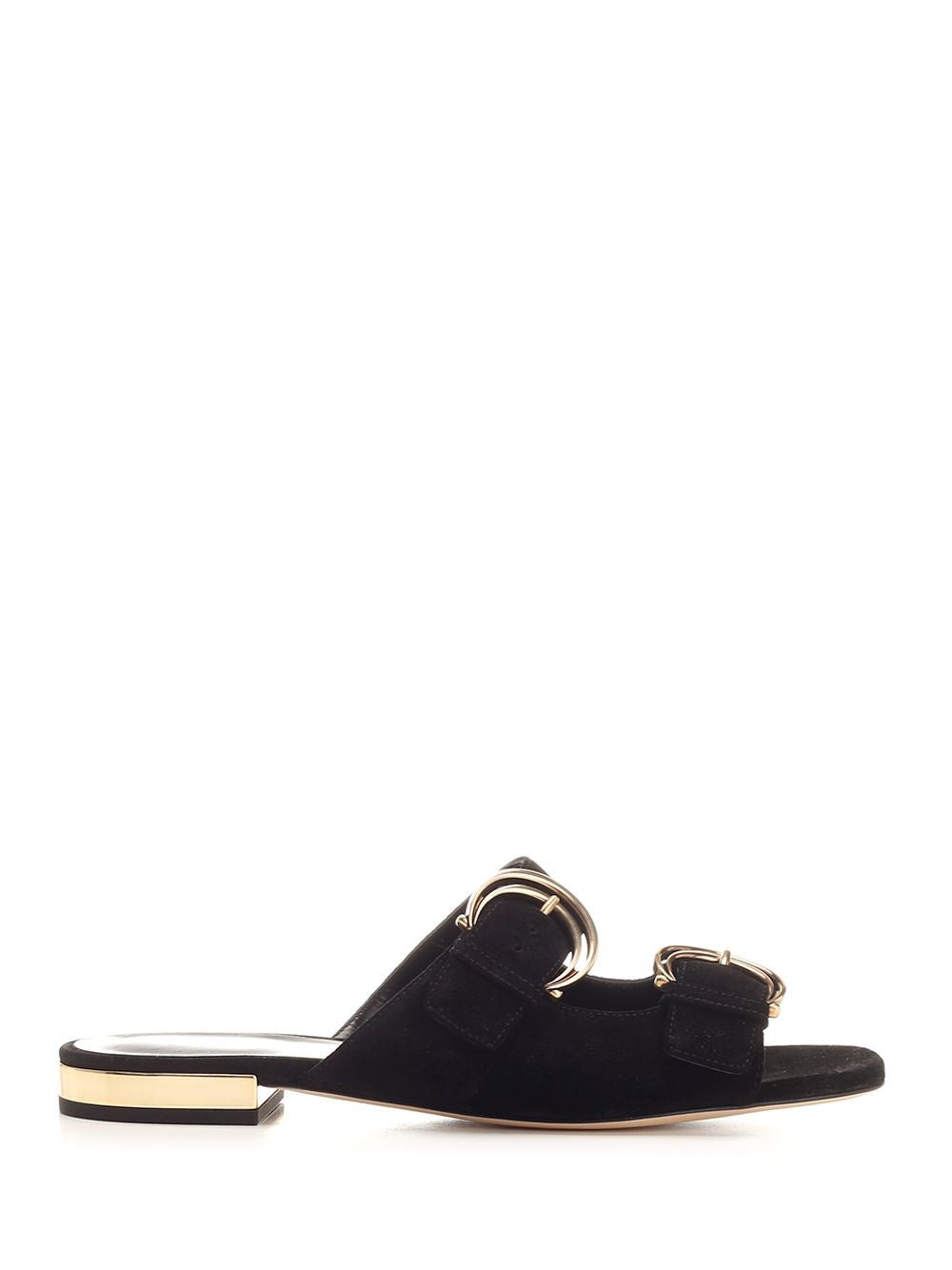 Chloe' Women Alize Flat Double C Buckle Sleepers Black CHLOE