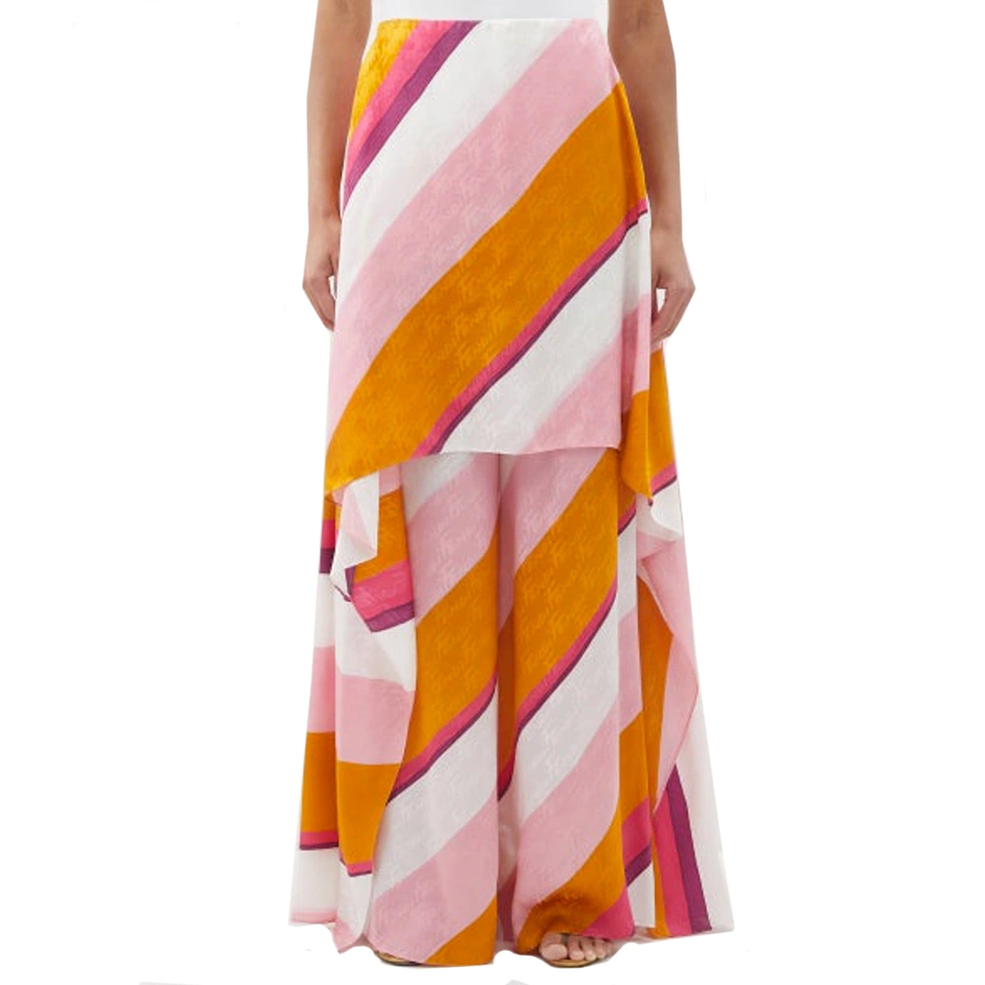 Fendi Ff Color-Block Draped Trousers Women FENDI