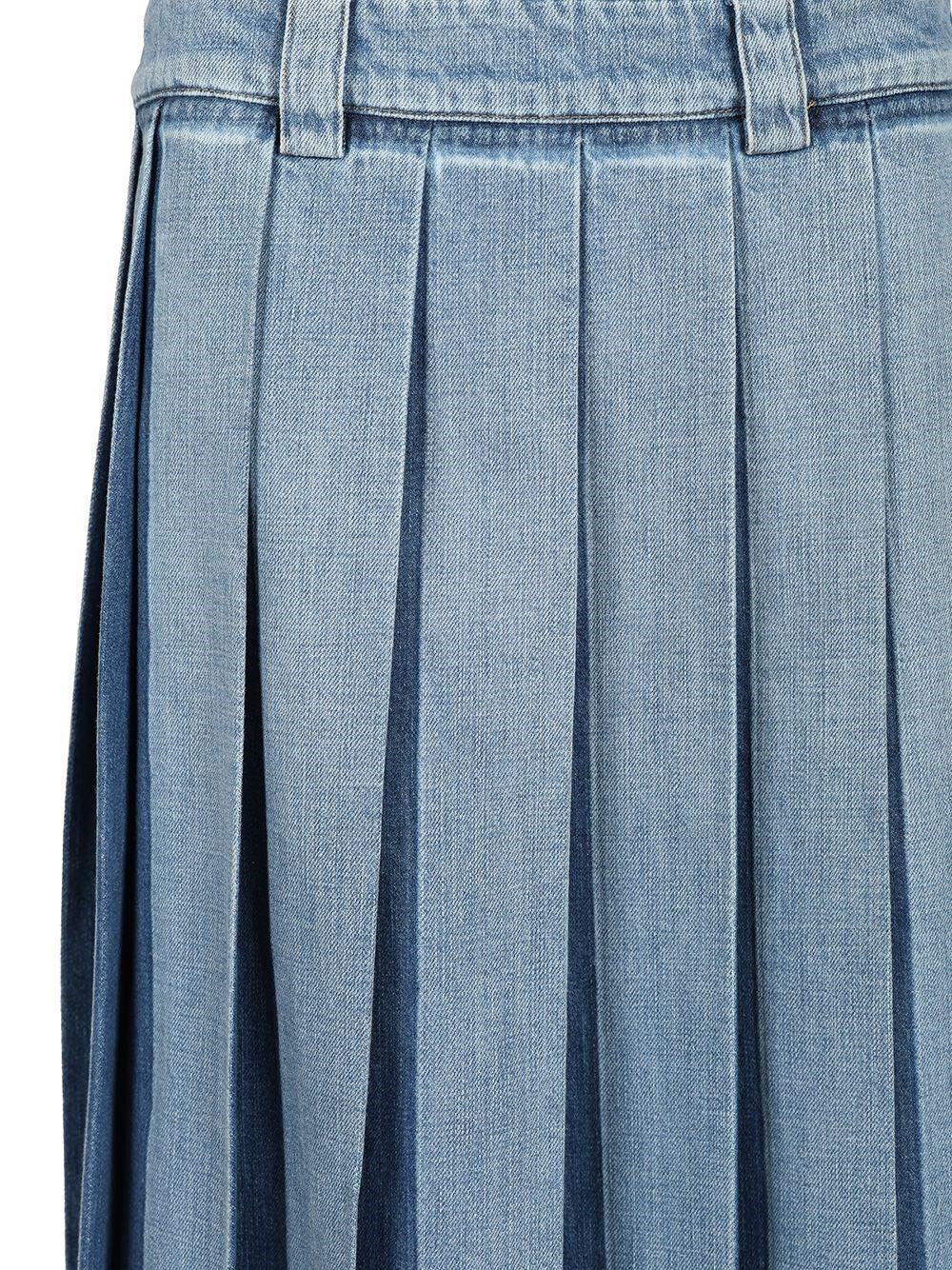 Miu Miu Women Pleated Denim Skirt MIU MIU