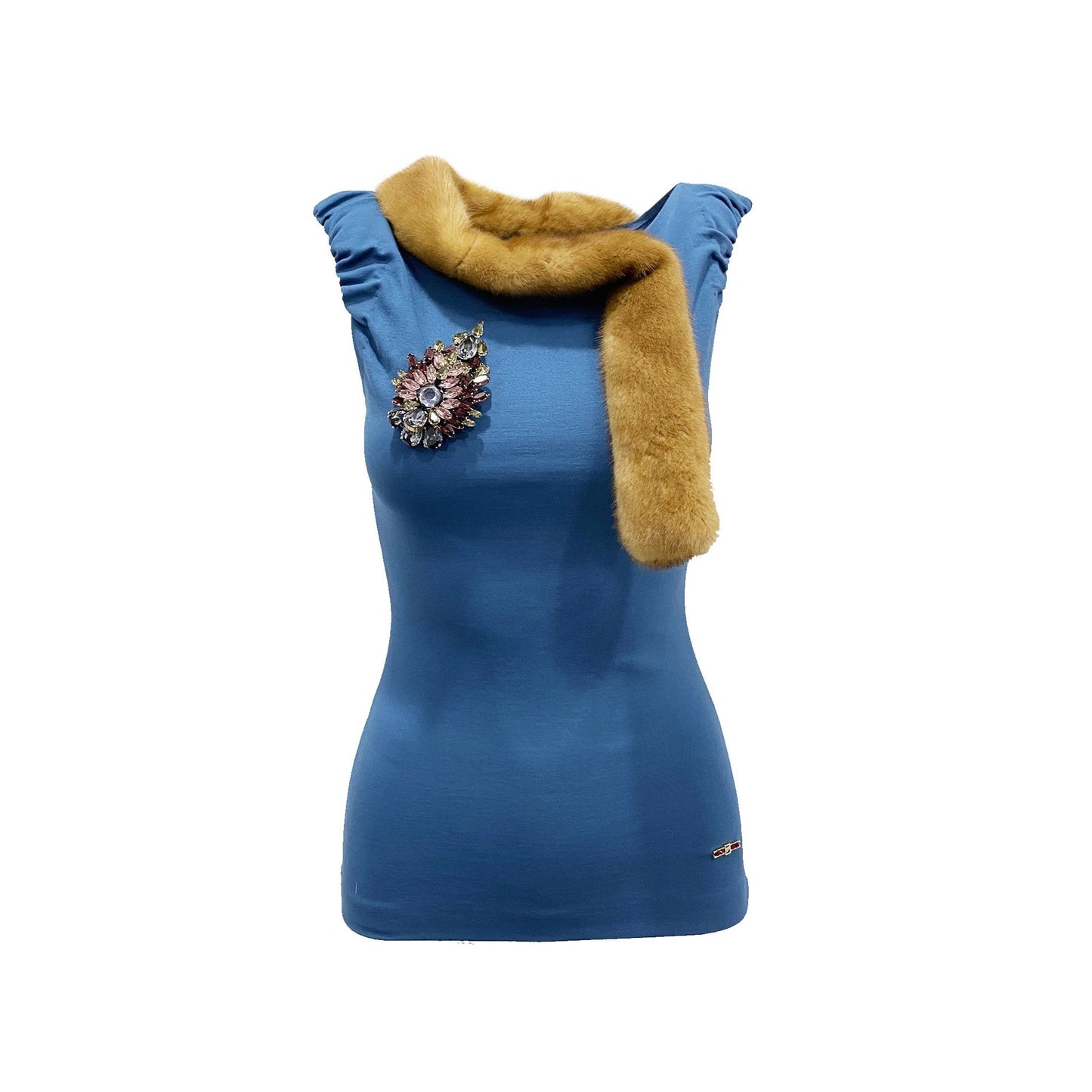 Dsquared2 Mink Collar Sleeveless Top Women DSQUARED2